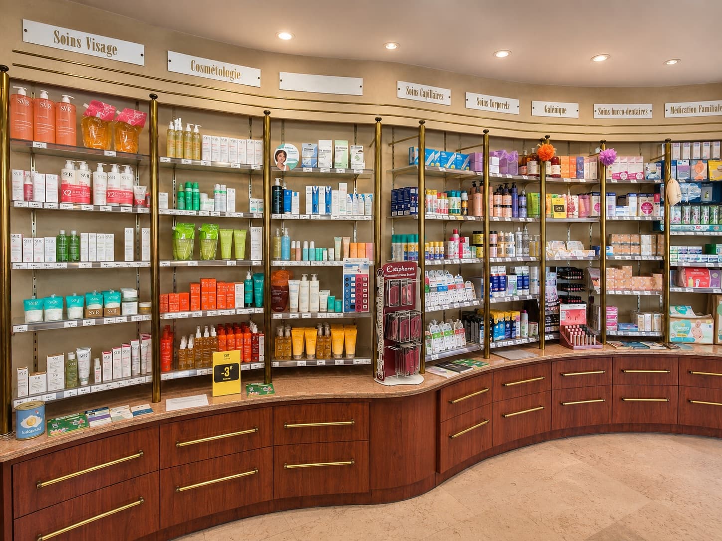 Espace parapharmacie de la Pharmacie du Centre à Cysoing : soins visage, cosmétologie, soins capillaires et corporels